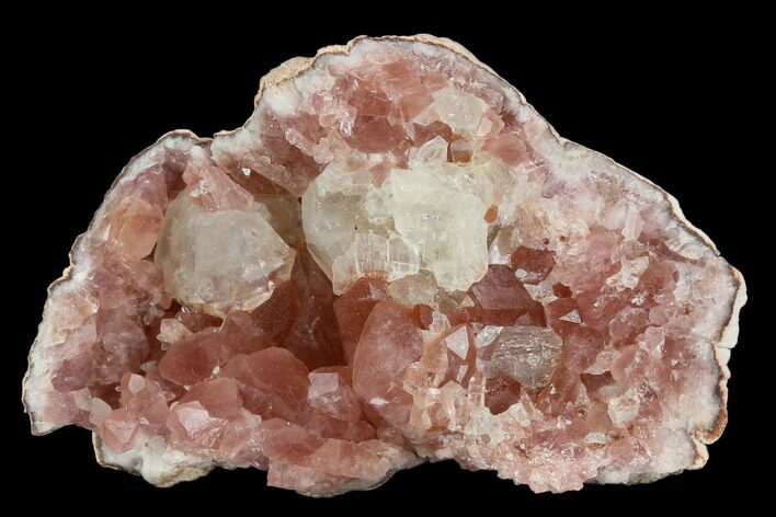 Pink Amethyst Geode Section With Calcite - Argentina #127295